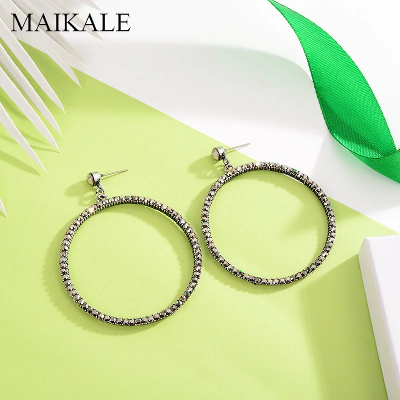 Женские серьги-капельки MAIKALE большие круглые серьги из сплава черного цвета
