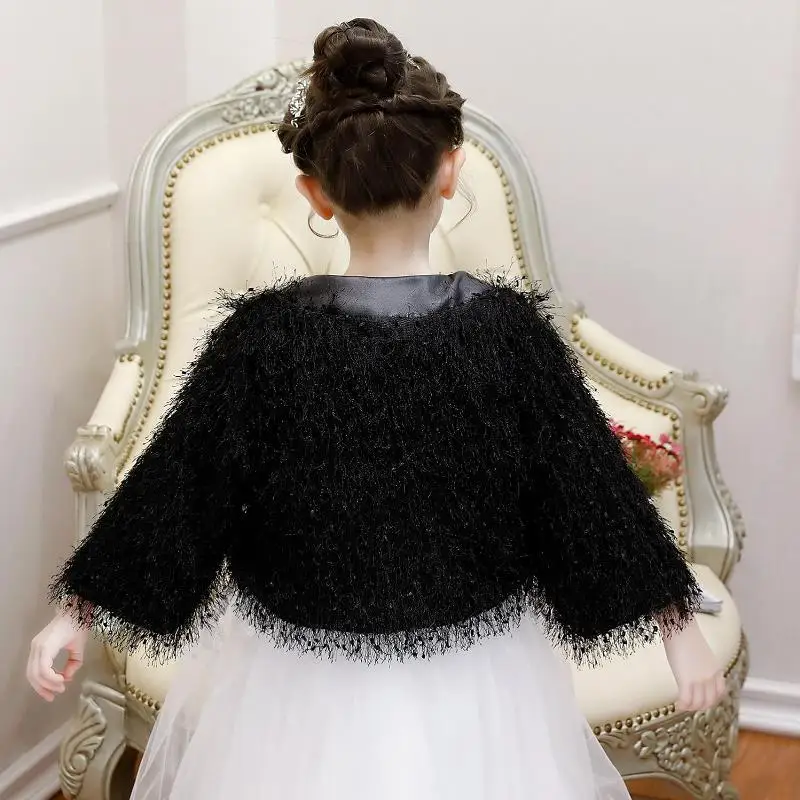 

Winter Girl's Woolen Cloak Coat Children's Large Fur Collar Coat Shawl Big Boy Princess Cloak