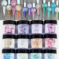 1set nail extension builderdipping sculpture powder 12 colors 3in1 mixed chameleon flake carving powder for nail art manicure
