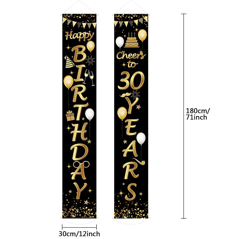 

Happy Birthday 30 40 50 60 70th Birthday Couplet Banner Family Party Decoration Door Curtain Banner Hanging Flag Banner