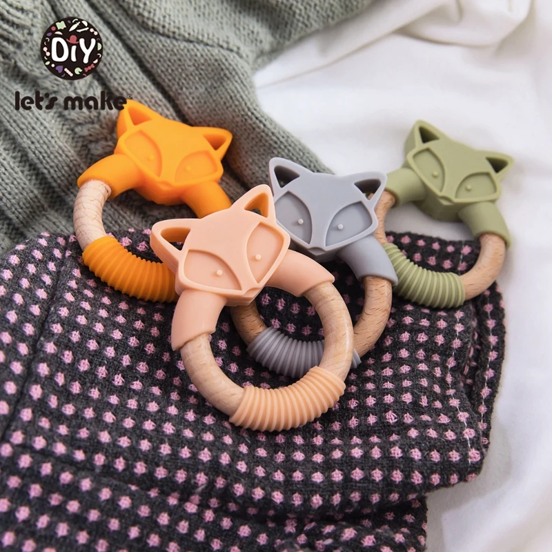 Силиконовый деревянный Прорезыватель для зубов Let'S Make прорезыватель из лисы и