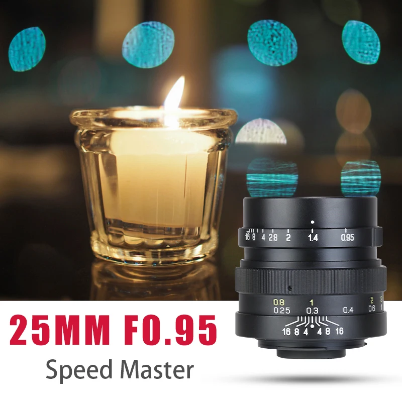 Объектив Zhongyi MITAKON Speedmaster 25 мм f/0 95 с большой диафрагмой для камеры bmpcc MFT GH4 OMD EM1