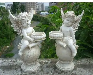 

Фигурка Ангела Купидона в европейском стиле, 1 пара, подсвечник на солнечной батарее, сказочные садовые украшения и украшения, скульптура, у...