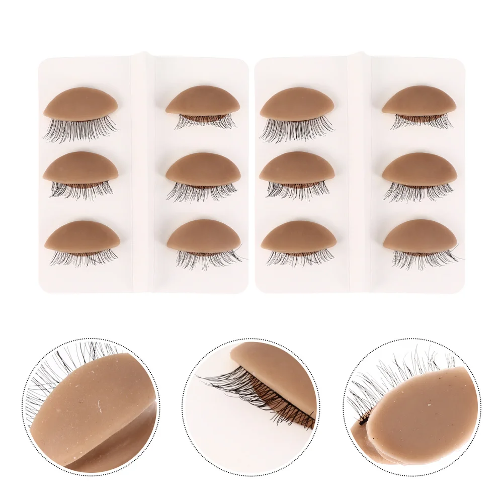 

6 Pairs Mannequin Head Removable Eyelids Eyelash Training Practice Tools