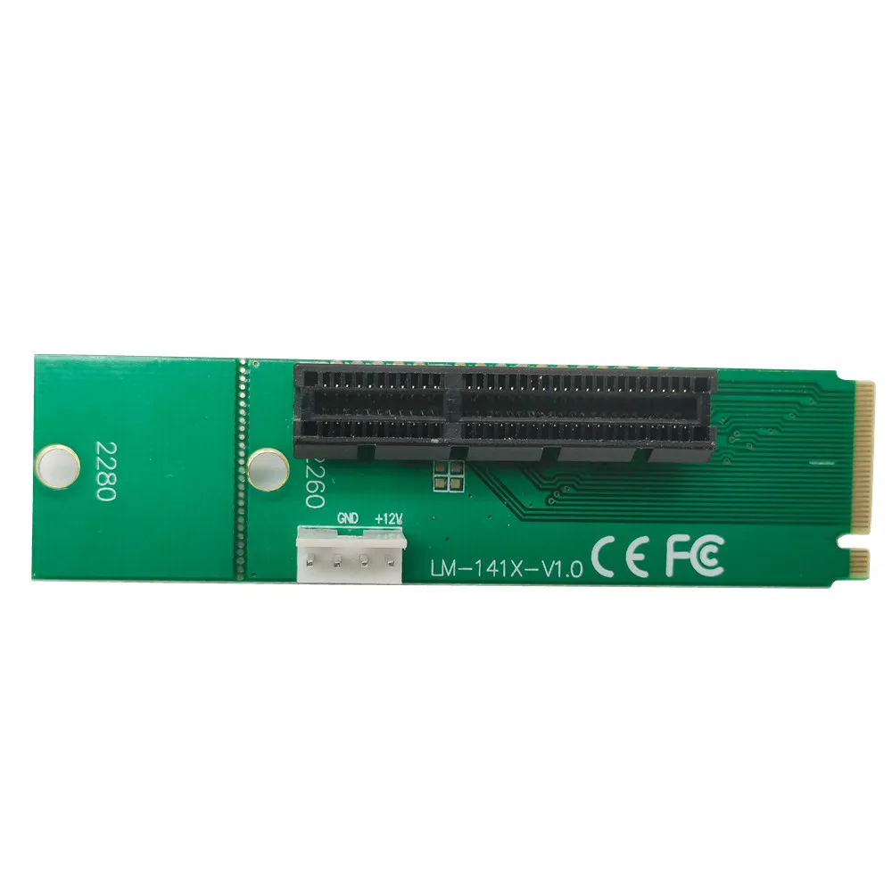 Переходник NGFF M.2-PCI-E 4X 1X Riser Card M2 M Key to PCIe X4 X1 Adapter конвертер с 4-контактным кабелем