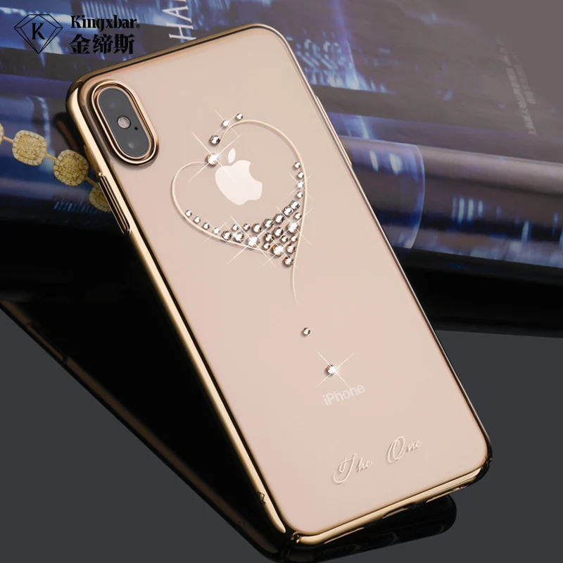 Блестящий тонкий чехол для iPhone XS/XS Max 6 5/X жесткий с кристаллами и бриллиантами