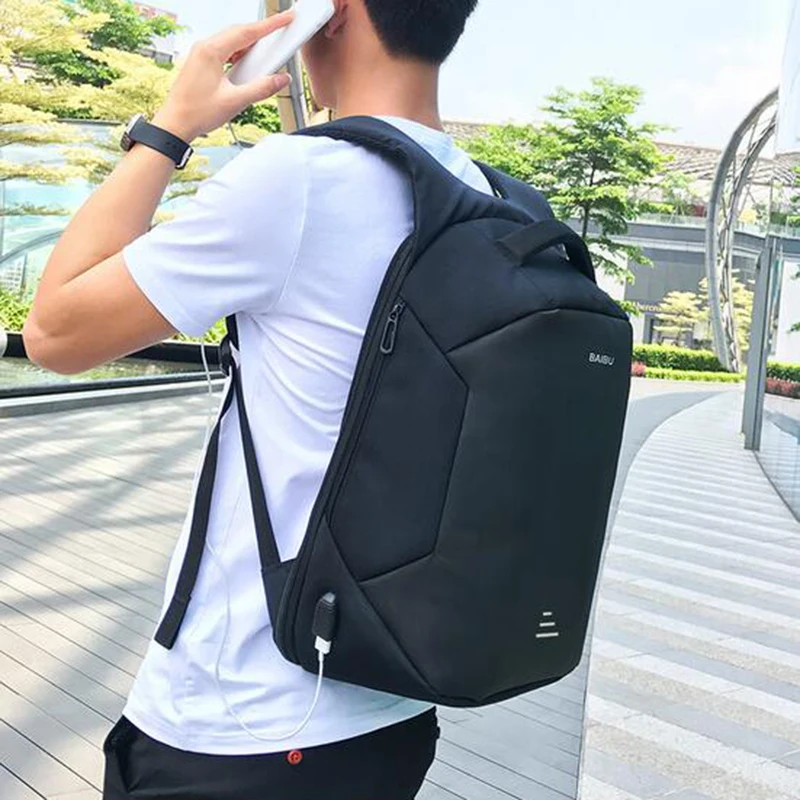 

Travel Backpack Men Multifunction 15.6 Inch Laptop Backpack Computer Bag Large Anti Warning External USB Charge Waterproof Solid