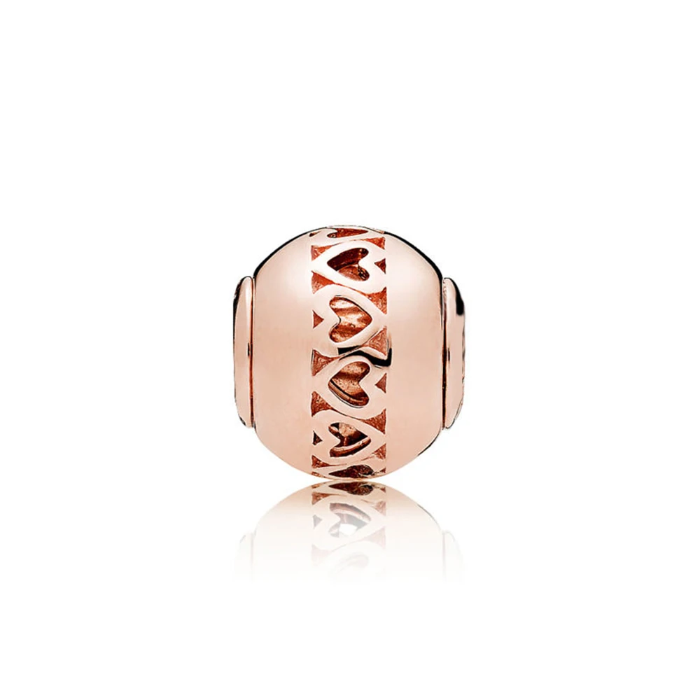 Авторская женская браслет-брелок из подлинного серебра 925 с шариком и украшением в виде сердца для браслета Pandora Essence.