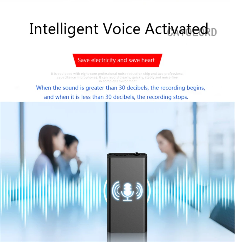 Тонкий мини аудио диктофон USB Flash Профессиональный цифровой HD дальний MP3