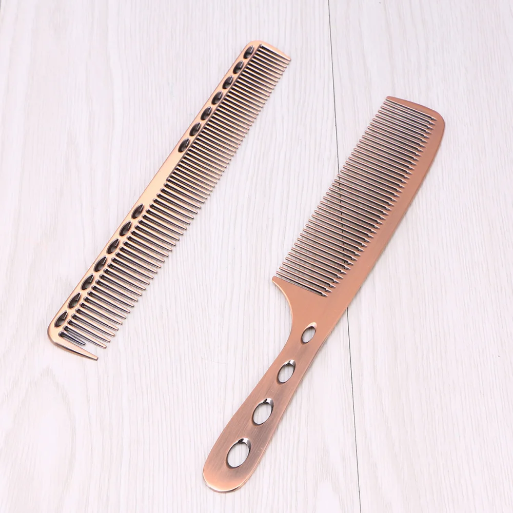 

2-Packs Aluminum Barber Comb Set Pack for Men Professional Hairdressing Salon Combs Hair Cutting Tool Detangler Comb(Bronz