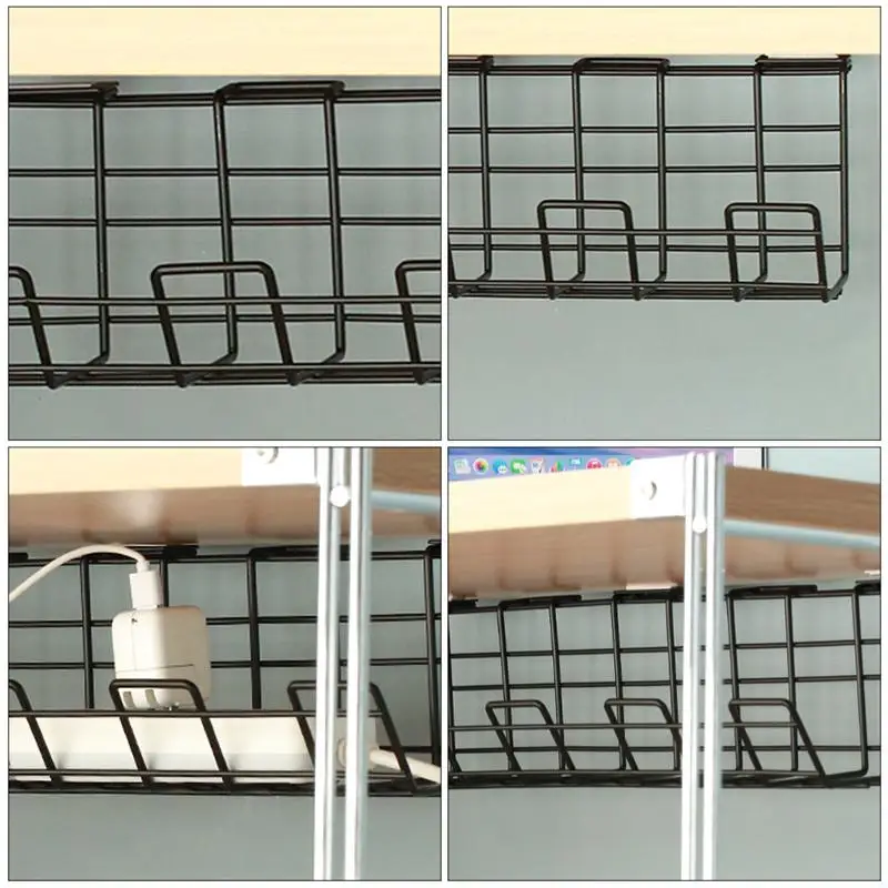 

1Pc Under Desk Cable Management Rack Compact Cable Organizer Storage Rack Power Strip Adapters USB Hubs Organizer 43.3X17.3X11CM