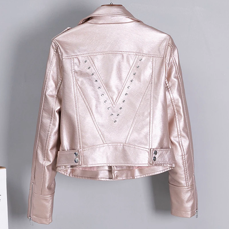 

European Style Nice Women Leather Jacket Short Overcoats Spring Women PU Coats Streetwear China Imported Woman Streetwear A480