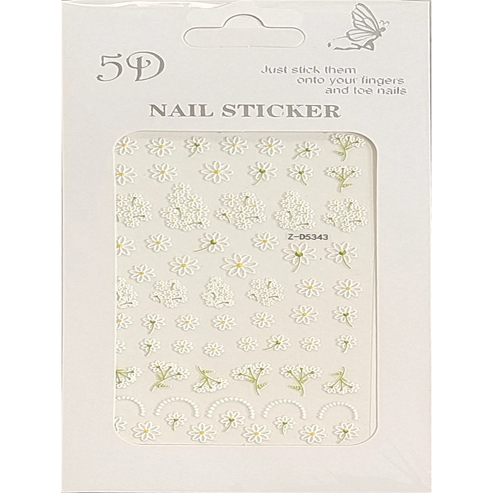 5D Embossed DIY 10PCS Floral Lace Nail Art Sticker Cute Little Squirrel Nail Art Slider Nail Decoration Decal ZD 5342