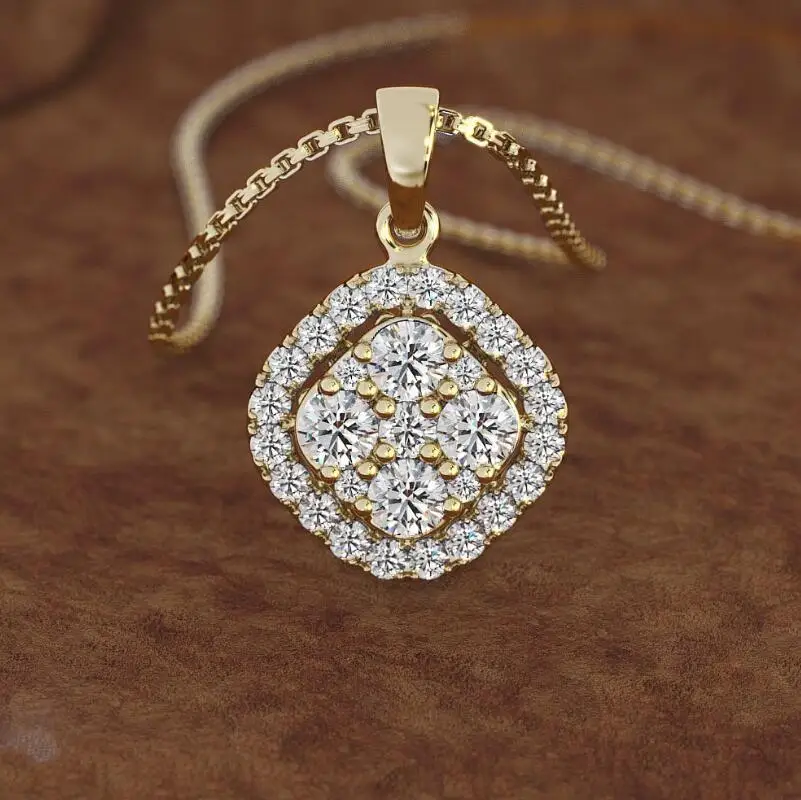 Модный квадратный кулон ожерелье свитер микро кубический цирконий паве оправа