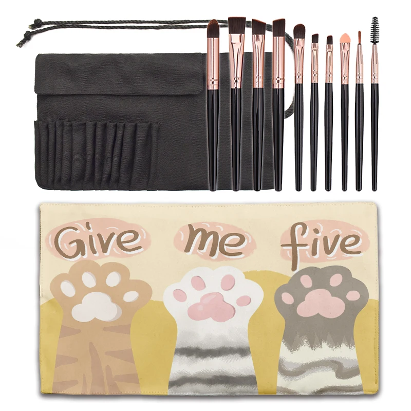 High quality makeup brush set with bag Cartoon Cat Printed Makeup Bag Gifts Brush holder organizer makeup brushes cleaner face