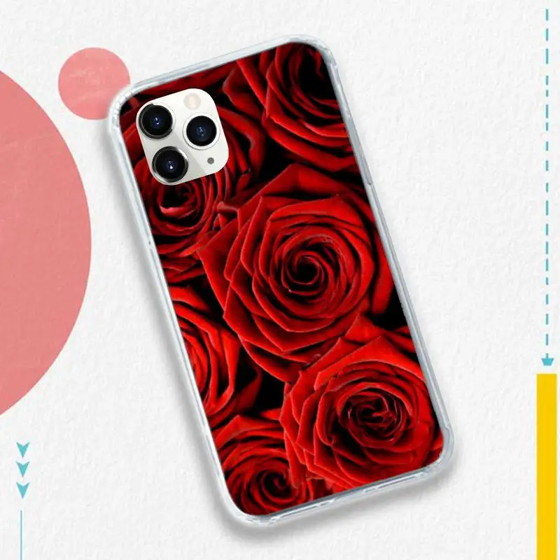 

Red rose romantic flower Phone Case for iPhone 11 12 mini pro XS MAX 8 7 6 6S Plus X 5S SE 2020 XR luxury shell cover funda