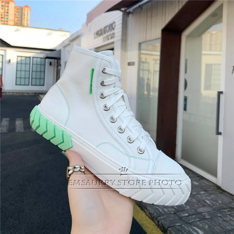 

Concise Style Spring Autumn Denim High Shoes Woman Flat Heel Round Toe Cross-Tied Outwear Casual Loafers For Girls