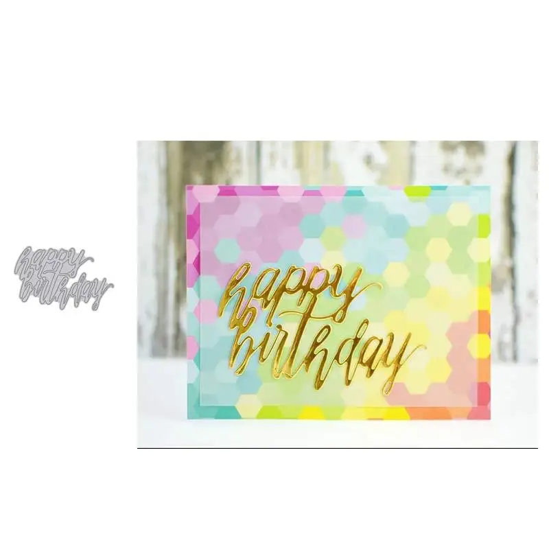 

Happy birthday cutting knife die metal cutting scrapbook process card die handmade carbon steel die