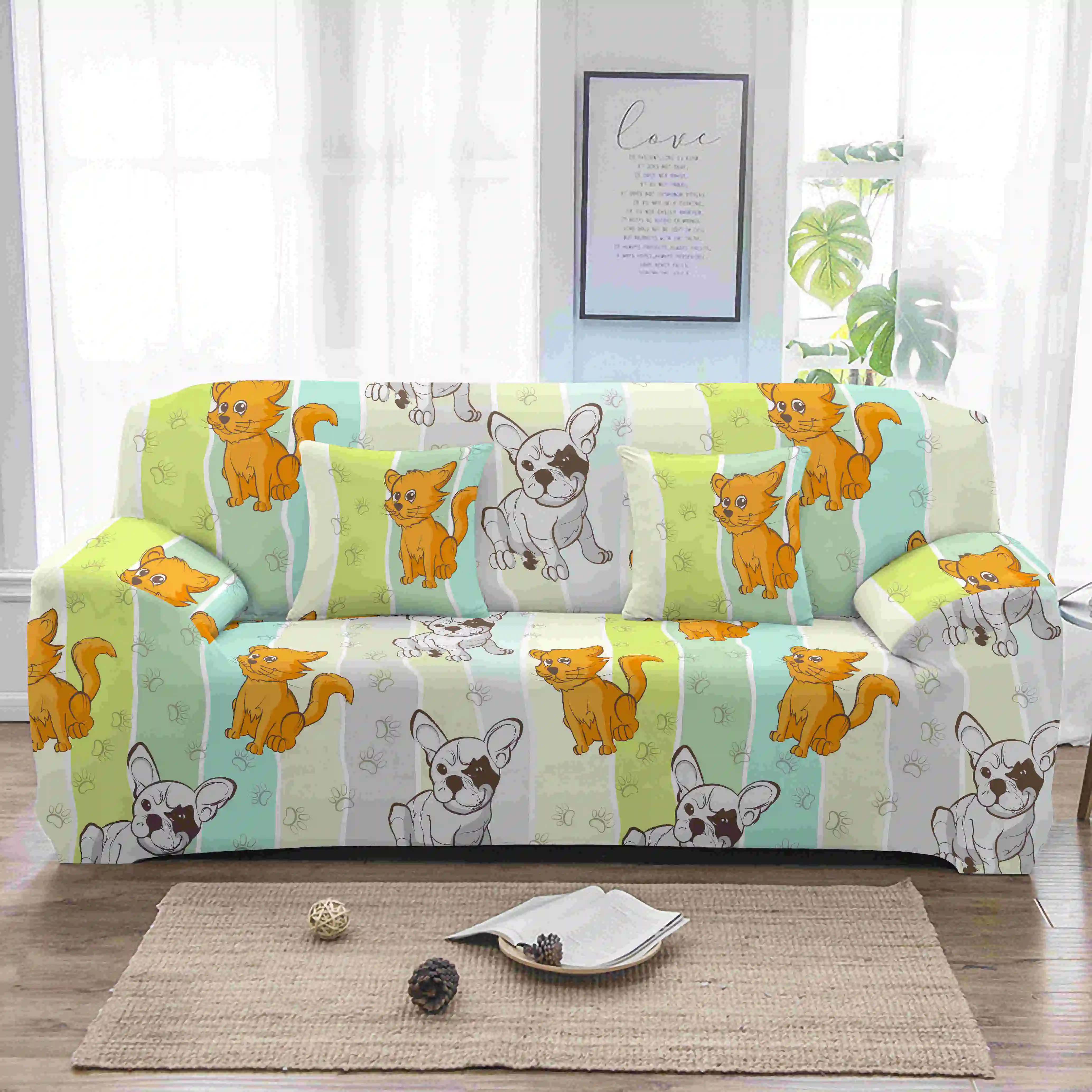 

2021 dog cat cartoon Sofa Cover unicorn Animal Elastic Slipcovers For Living Room Stretchable Couch Armchair Cover