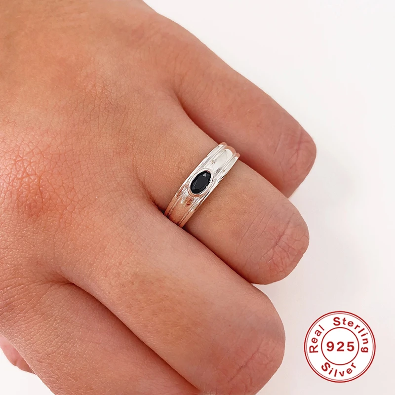 ROXI модные открытые кольца с черным Цирконом для женщин и мужчин на палец