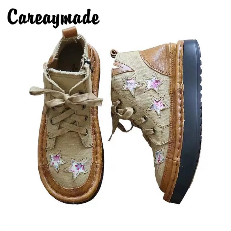 Женские ботинки Careaymade из натуральной кожи в стиле ретро повседневные мартинсы