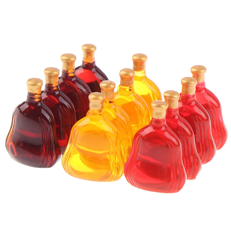 

10Pcs Dollhouse Miniature Wine Bottles Pretend Play Doll Food Drink Doll House Accessories