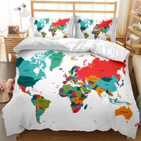 3d printed animal map pattern bedding set duvet cover with pillowcase microfiber duvet cover blue extra large blanket cover