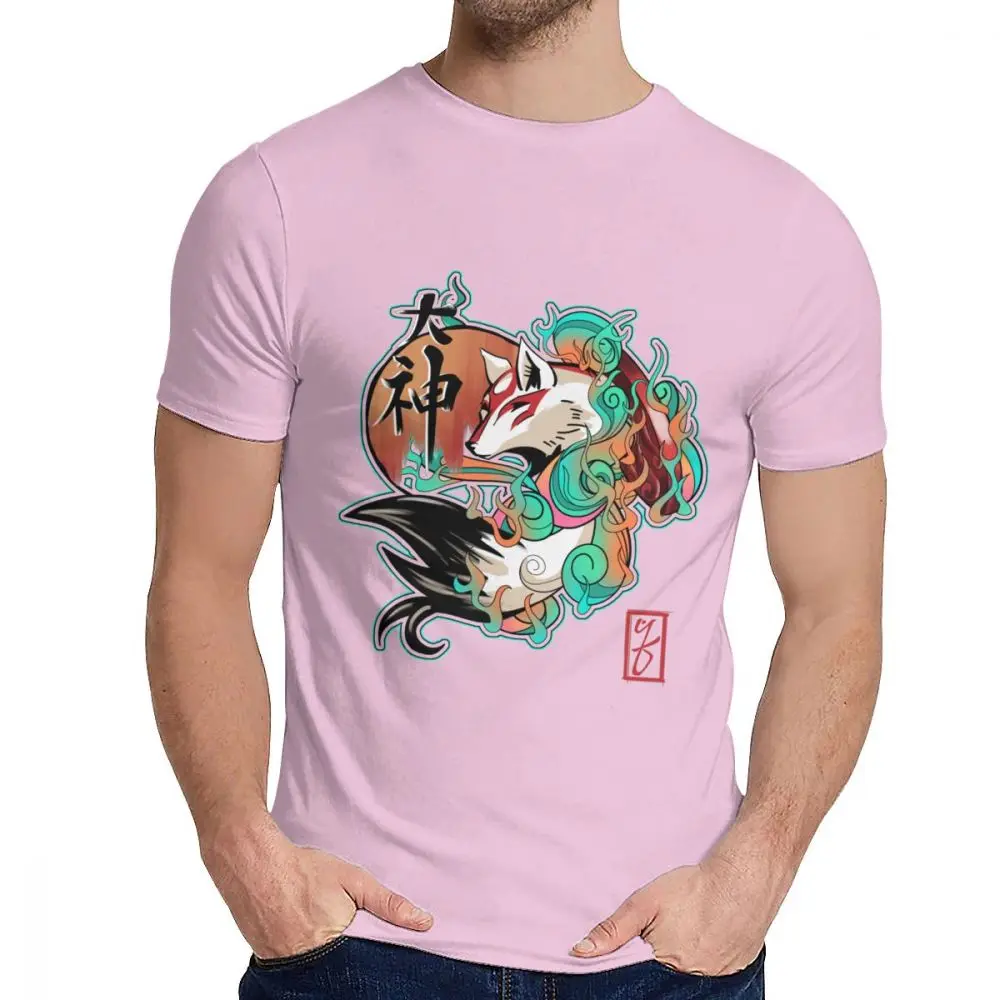 Футболка для мальчиков Okami Adventure Offical Trailer хлопок Geek Классический круглый вырез Harajuku уличная футболка рубашка - Цвет: Розовый