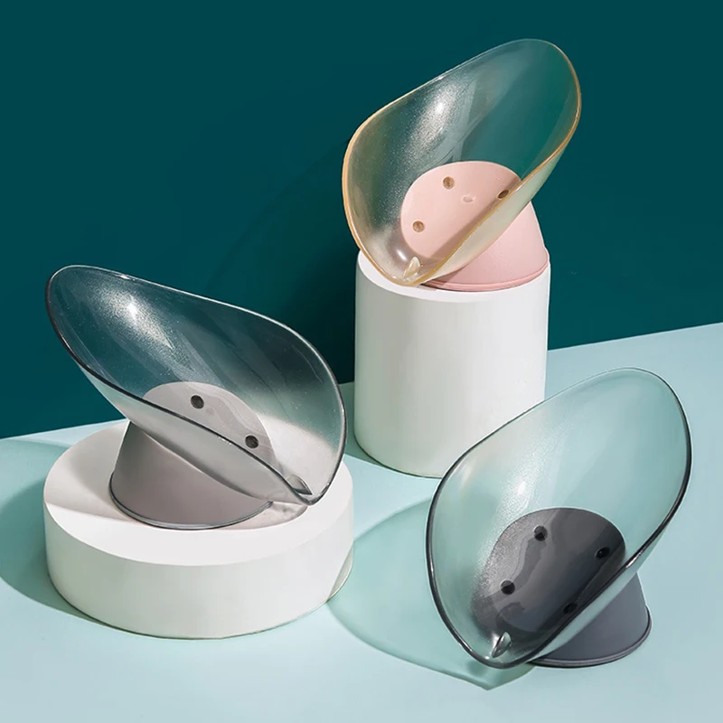 

Leaf Shape Soap Box Sink Sponge Drain Soap Holder Creative Suction Cup Soap Storage Drying Rack Supplies Bathroom Gadgets