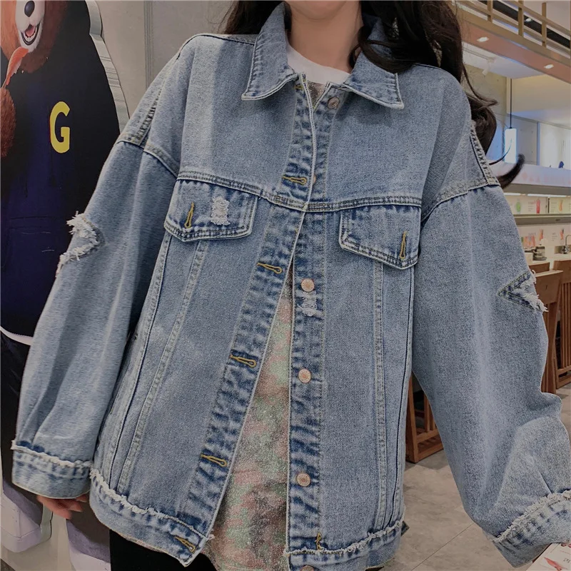 

2021 Spring Autumn New Korean Denim Jacket Women's Fashion Denim Jacket Harajuku Women Shirts Gothic Button Flannel
