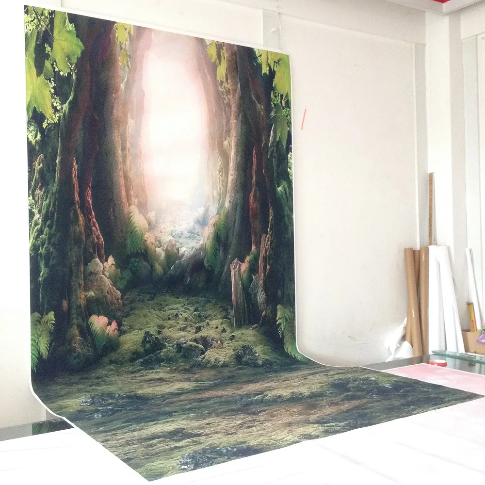 HUAYI фотография Фон лес пещера сказка зеленый фон D-8270