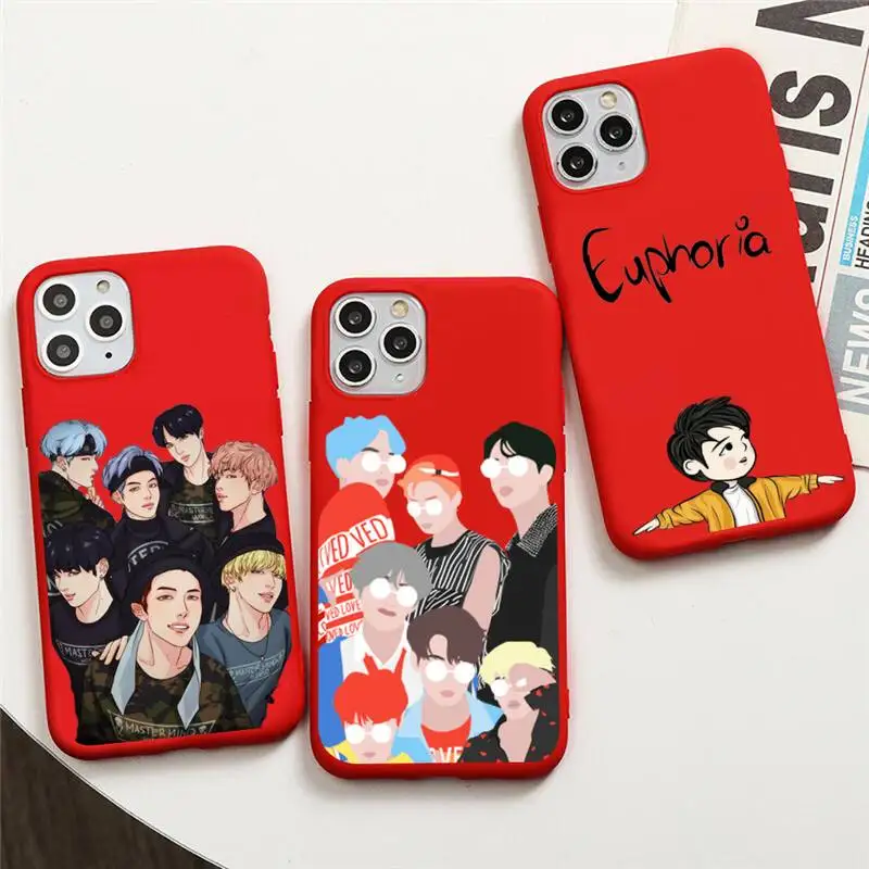 

EUPHORIA JUNGKOOK Run Ep 33 Memes Phone Case For iphone 13 12 11 Pro Max Mini XS 8 7 6 6S Plus X SE 2020 XR Red Cover