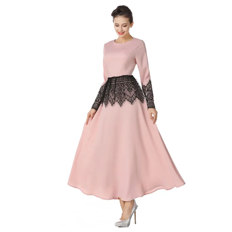 Новинка от HANZANGL мусульманское женское осеннее платье с длинным рукавом народная