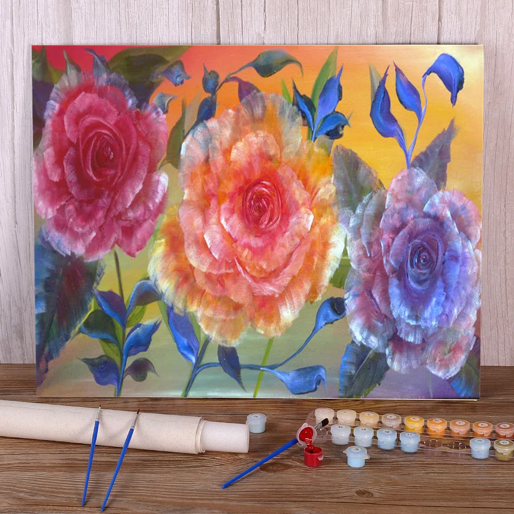 

Набор для рисования по номерам на холсте «яркие розы», 50 Х70 см