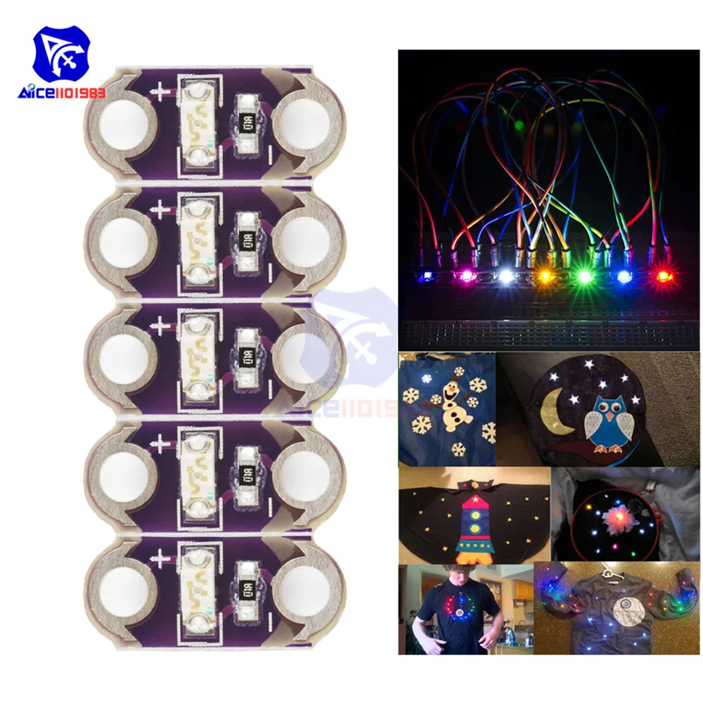 Diymore 5 шт./лот светодиоды Lilypad красный/оранжевый/желтый/зеленый/синий для Arduino IDE