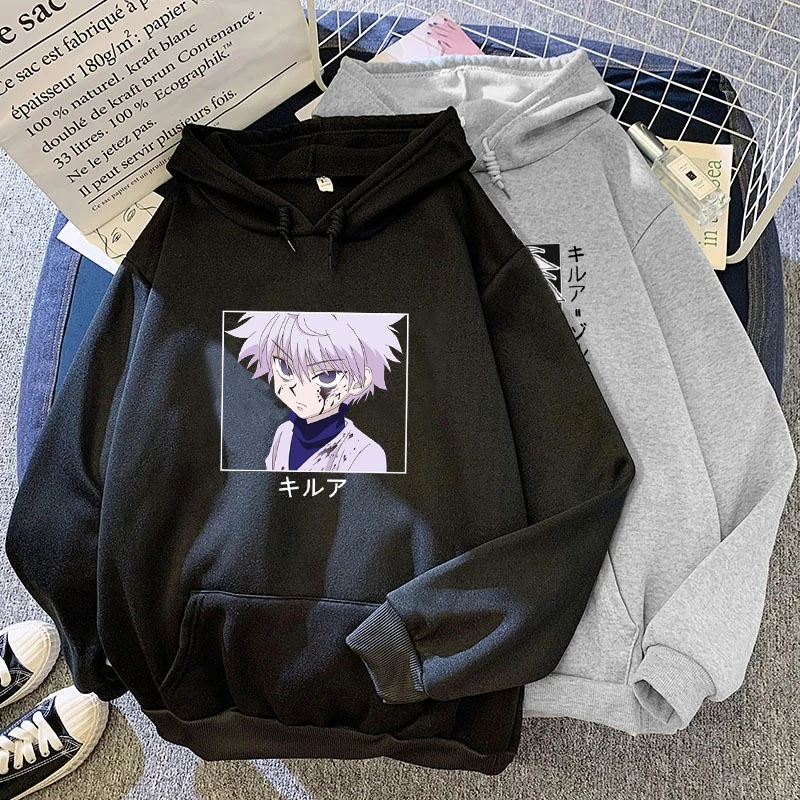 Кавайные толстовки Hunter X Свитшот Killua Zoldyck Аниме Манга черные Bluzy топы одежда |