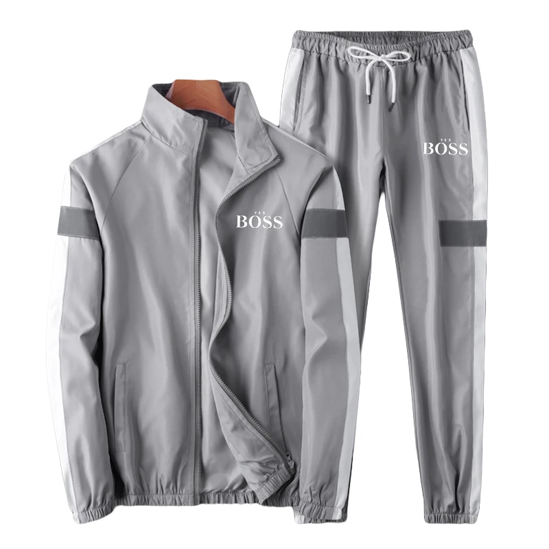 

Hot selling men's track suit polyester sweatshirt sports suit gym spring jacket + trousers casual men's track suit sports suit f