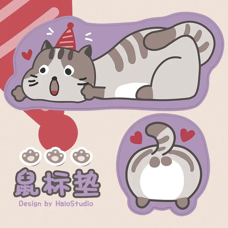 

Original cloth mouse pad gray cat alien Japanese cute personality hand-painted