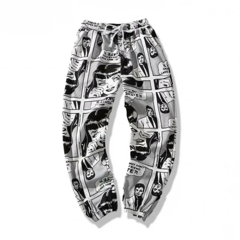 Новинка 2021 уличные модные штаны в стиле хип-хоп для комиксов с принтом букеты