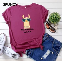 jfuncy printing women t shirt cute alpaca woman t shirt summer cotton short sleeve female tees lady tops casual tshirt