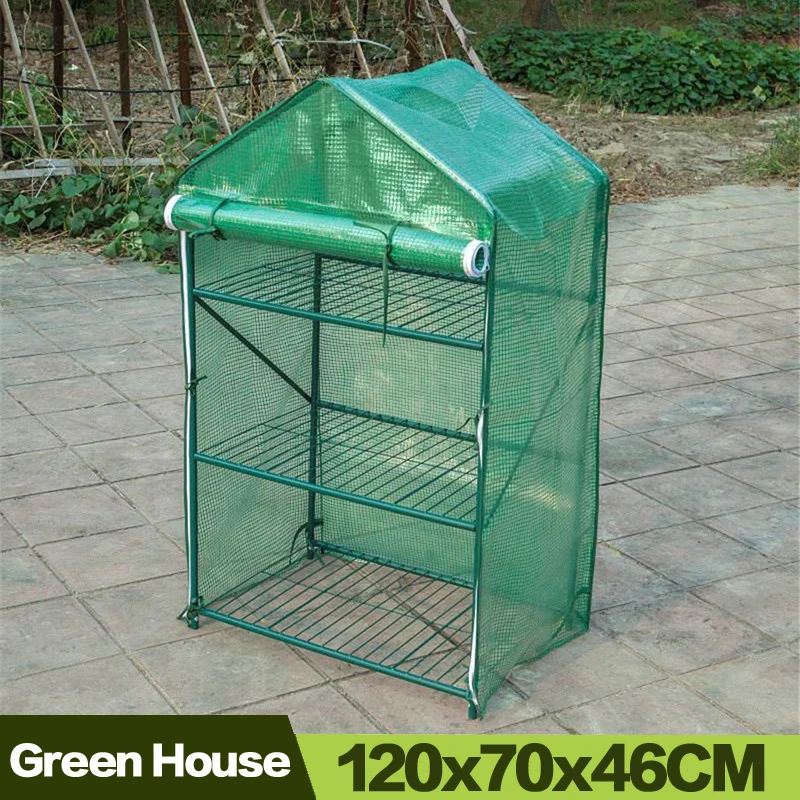 AULAYSED 120x70x46 см 3 яруса кружевных мини-теплица с полиэтиленовая Крышка-н-ролл обувь на каблуках со шнуровкой и застежкой-молнией; двери Водонепроницаемый фетровые шляпы Портативный тепличная палатка