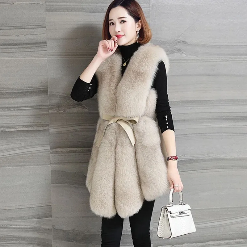 ZADORIN Korean Fashion New Winter Fluffy Faux Fox Fur Vest Women Elegant Furry Warm Long Autumn Jacket Women Fur Coats Jackets