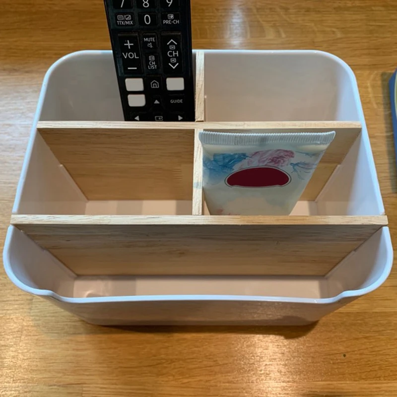 

Remote Control Holder Desktop Makeup Organizer 5-Compartment Storage Box Stationery Holder Organizer for Living