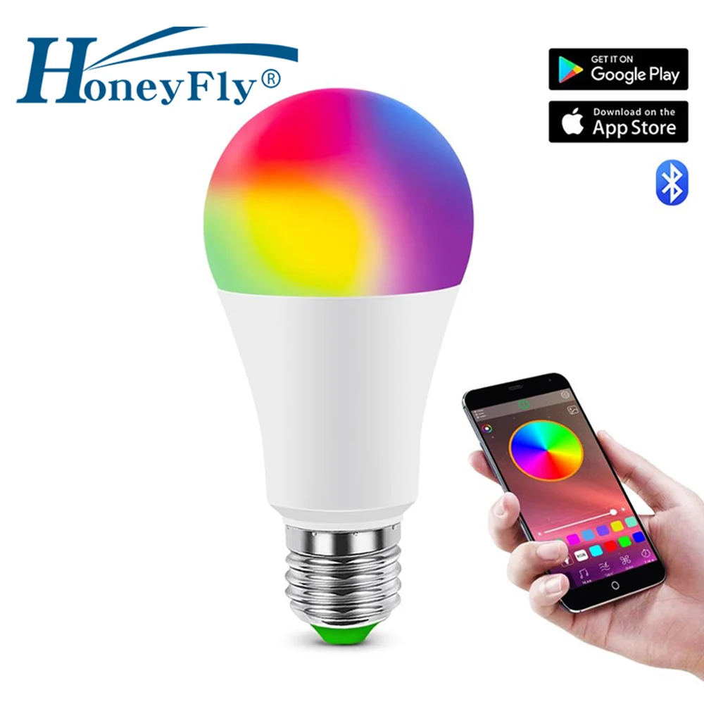 

HoneyFly Dimmable Smart RGB LED Light E27 7W Bulb Music Wifi APP Control Timing Lamp Compatible Android/IOS System Magic Home