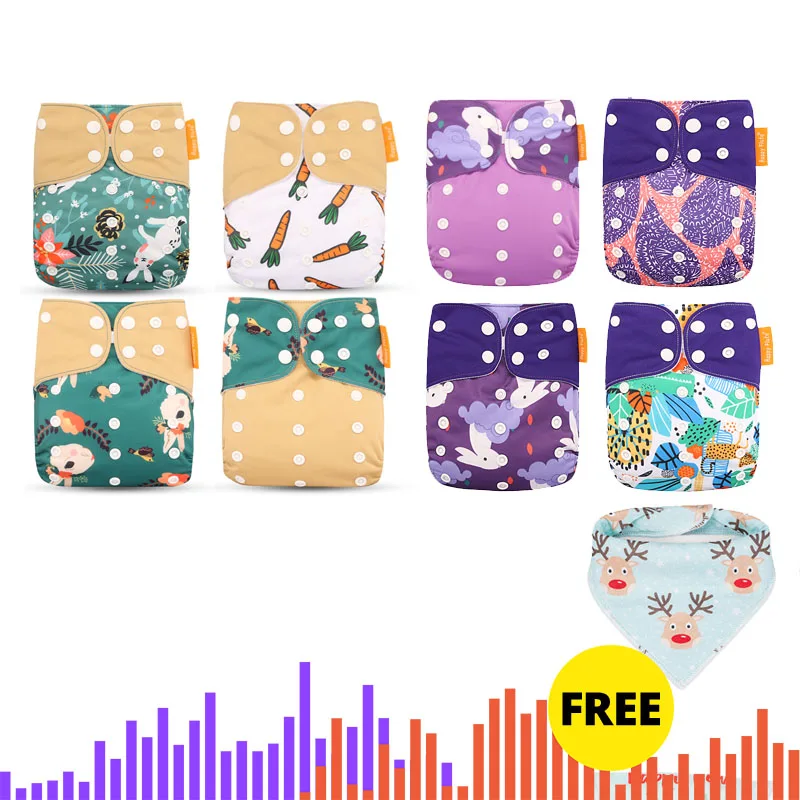 Happyflute горячая Распродажа OS карманные подгузники 8 шт. diape+ 8 шт. моющийся вкладыш из микрофибры и многоразовые детские подгузники регулируемые детские подгузники