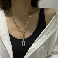 inlaid crystal temperament gold color pendant necklace clavicle chain woman 2021 collier