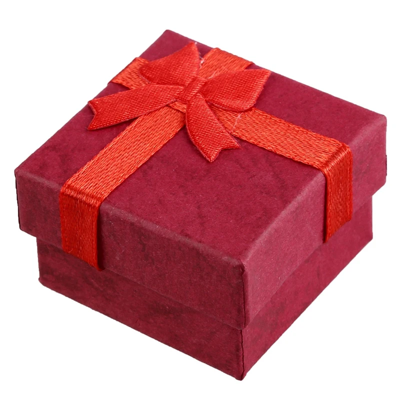 

48pcs Ring Earring Jewelry Display Gift Box Bowknot Square Case - 24 Pcs Red & 24 Pcs Black