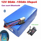 Литиевая батарея lifepo4, 12,8 В, 1200 Ач, bluetooth, приложение BMS, 12 В, Ач, Ач, 80 Ач для фургона, лодки Вт, солнечная энергия + зарядное устройство 10 А
