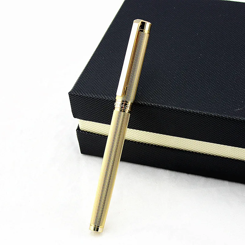 Ручка перьевая Jinhao металлическая золотистая с красивыми узорами в сетку