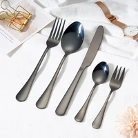 black tableware stainless steel cutlery set forks knives spoons kitchen dinner set mirror gold dinnerware set 5pcs dropshipping